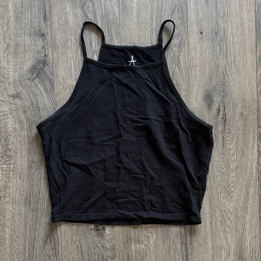 Black High-Neck Cropped Top